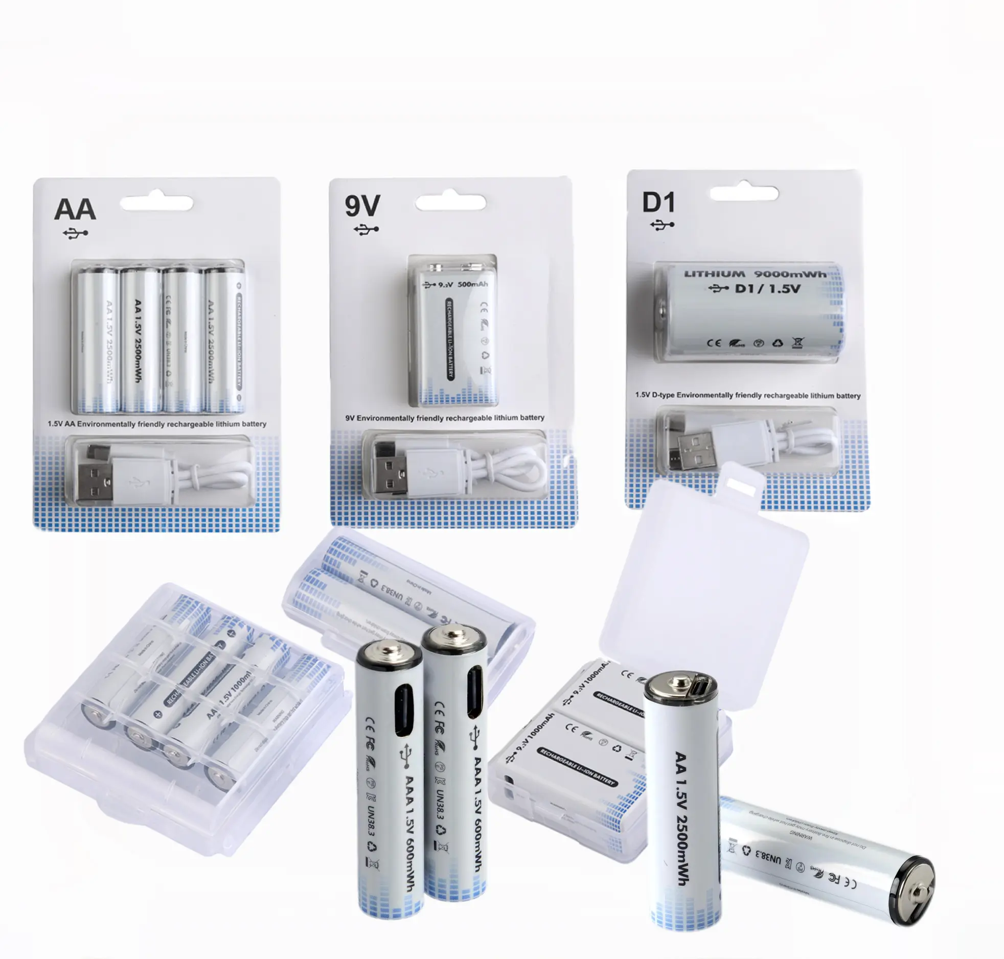 GMCELL 9V USB-C rechargeable batteries